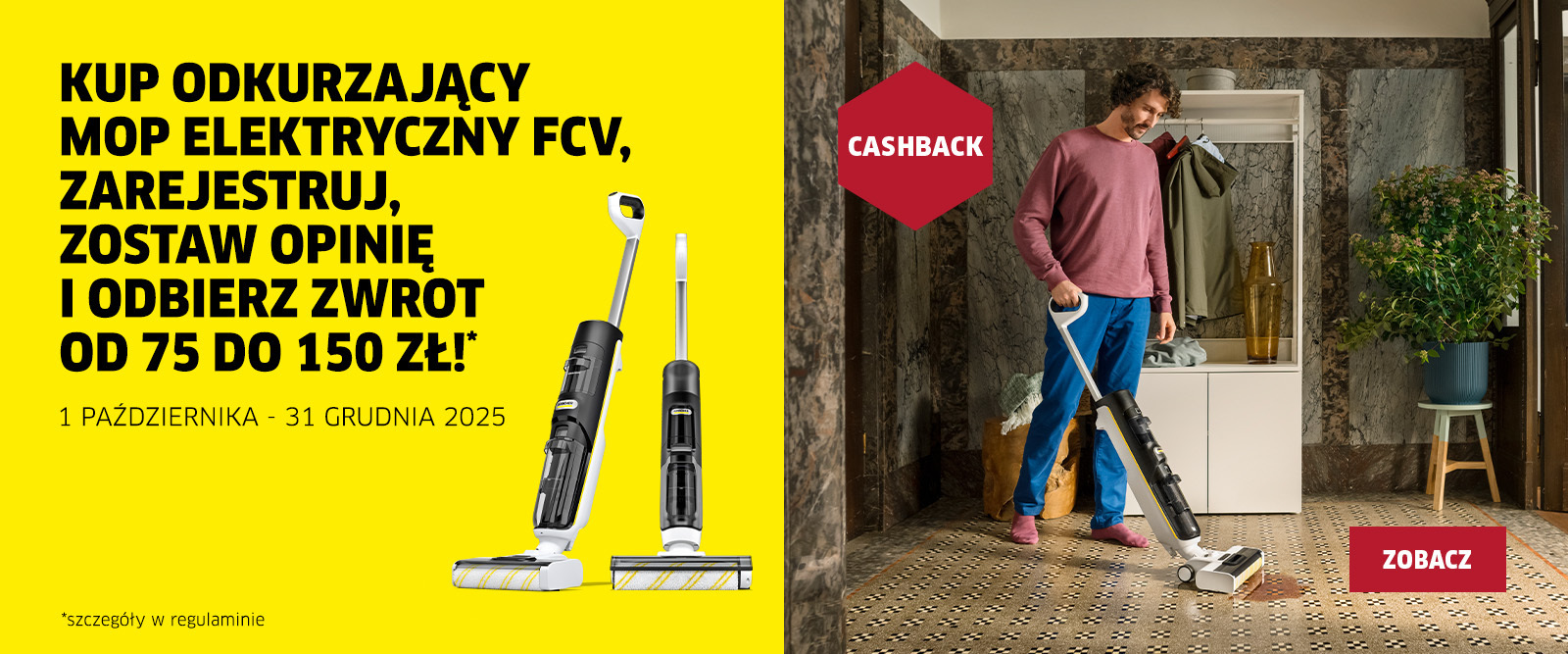 Kup odkurzający mop elektryczny Karcher FCV i uzyskaj zwrot nawet do 150zł